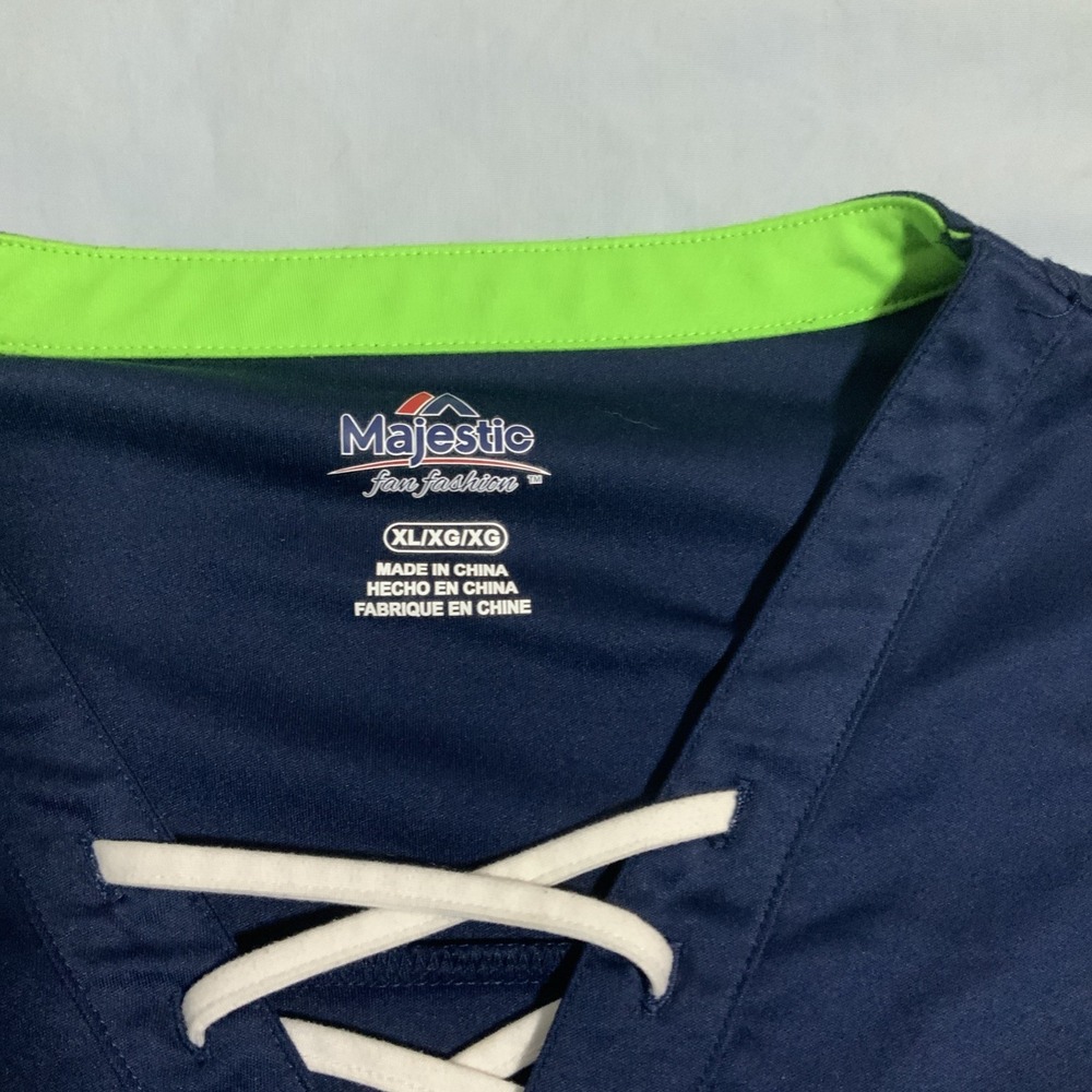 Majestic SEATTLE SEAHAWKS Team Blue NFL FOOTBALL T-SHIRT Lady Fan Women's XL - Picture 2 of 10